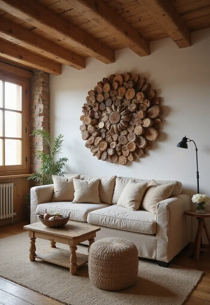 27 Chalet Living Room Ideas That Feel Cozy and Mountain Inspired - 19. Rustic Wall Art
