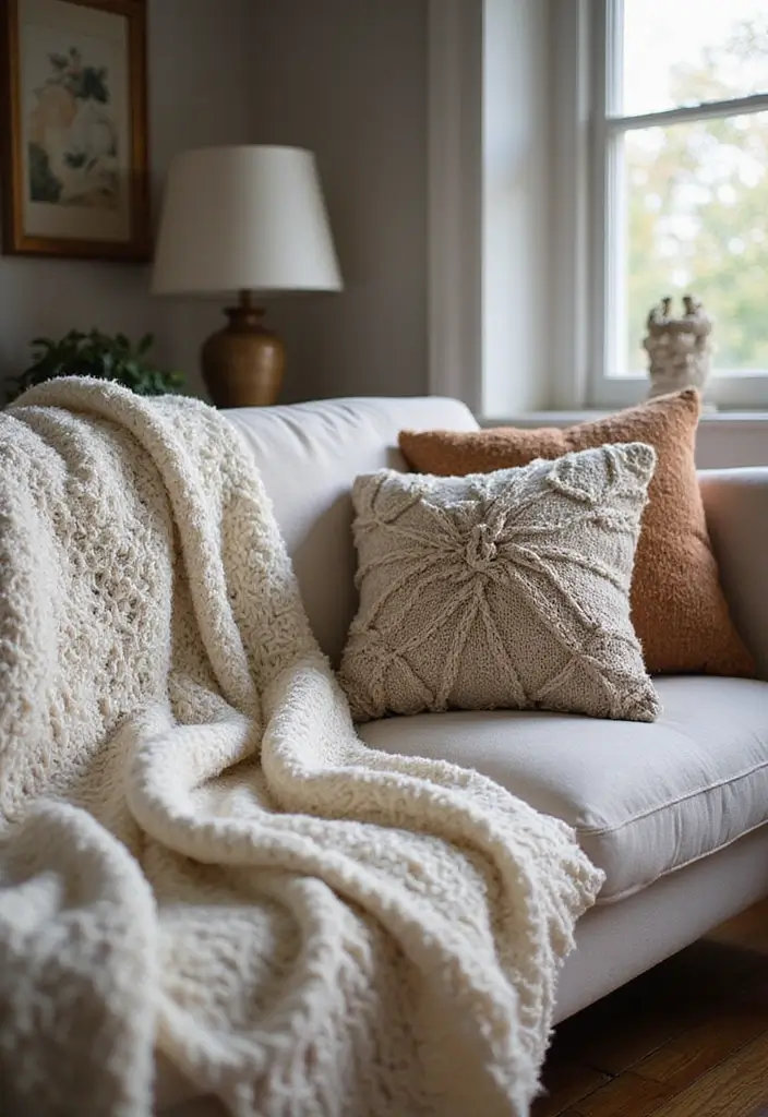 27 Chalet Living Room Ideas That Feel Cozy and Mountain Inspired - 3. Plush Textiles and Warm Accents