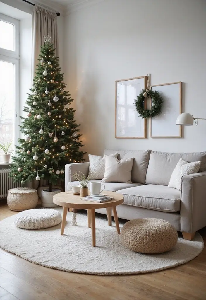 27 Christmas Decorated Living Room Ideas That Feel Magical - 19. Scandinavian-Inspired Simplicity