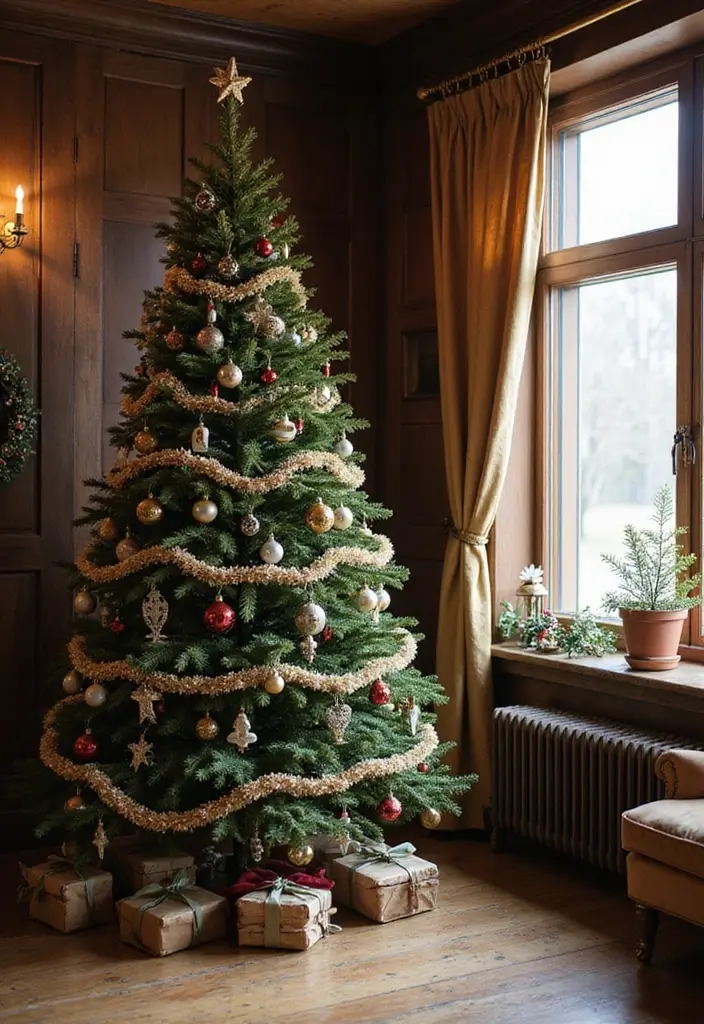 27 Christmas Decorated Living Room Ideas That Feel Magical - 3. Vintage Christmas Charm