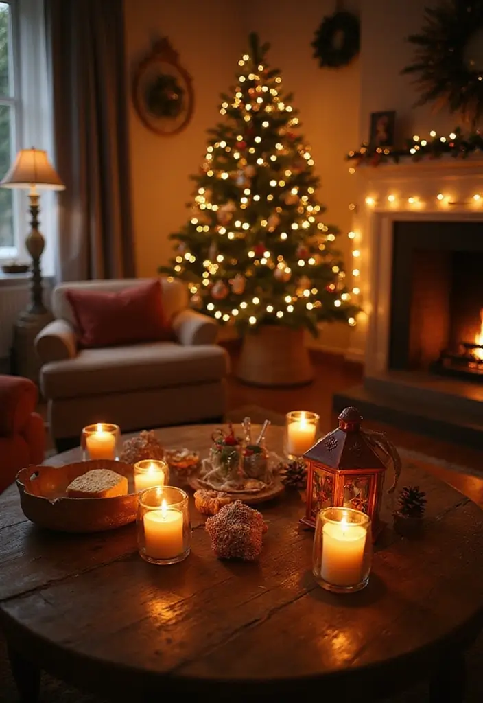 27 Christmas Decorated Living Room Ideas That Feel Magical - 5. Soft Lighting Magic