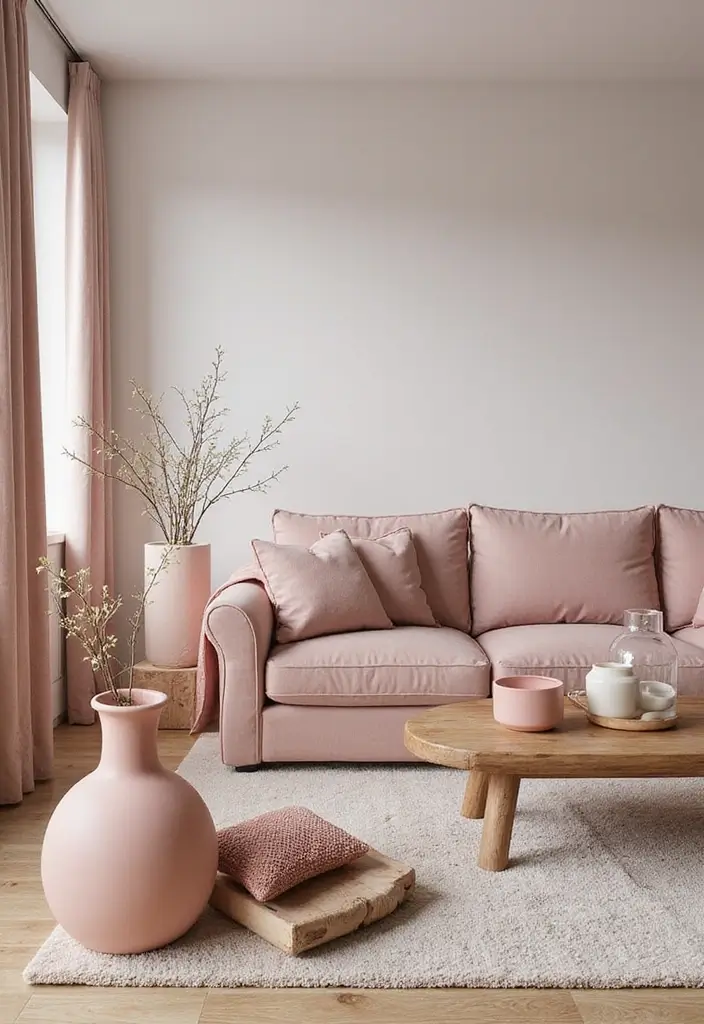 27 Dusty Rose Living Room Ideas That Add Warm Softness - 14. Dusty Rose Decorative Accents
