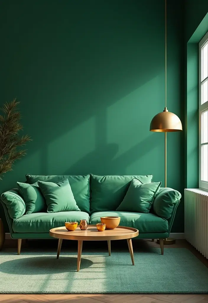 27 Emerald Green and Gold Living Room Ideas That Feel Rich and Luxurious - 27. Final Touches with Gold Accessories