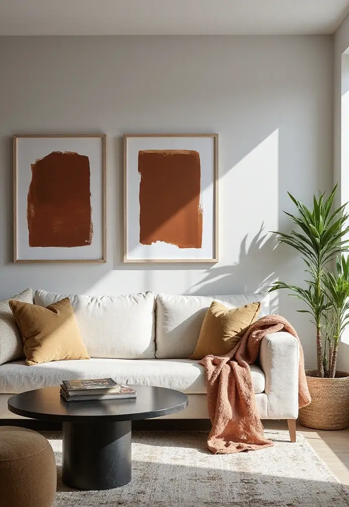 27 Feminine Living Room Decor Ideas That Feel Soft and Modern - 20. Bold Artwork