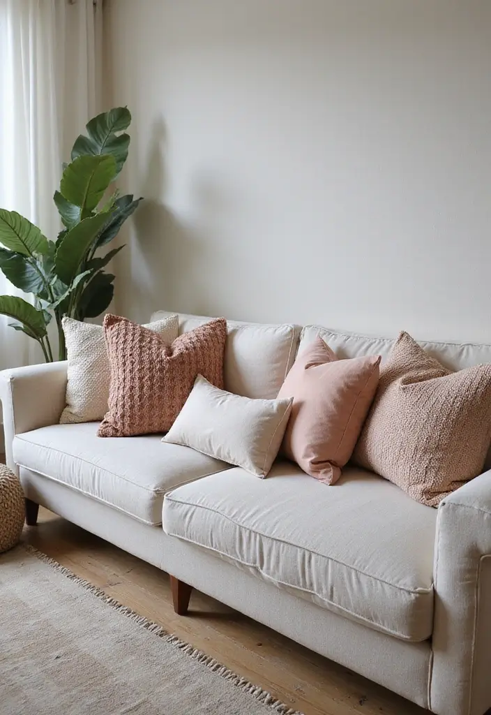 27 Feminine Living Room Decor Ideas That Feel Soft and Modern - 24. Decorative Cushions