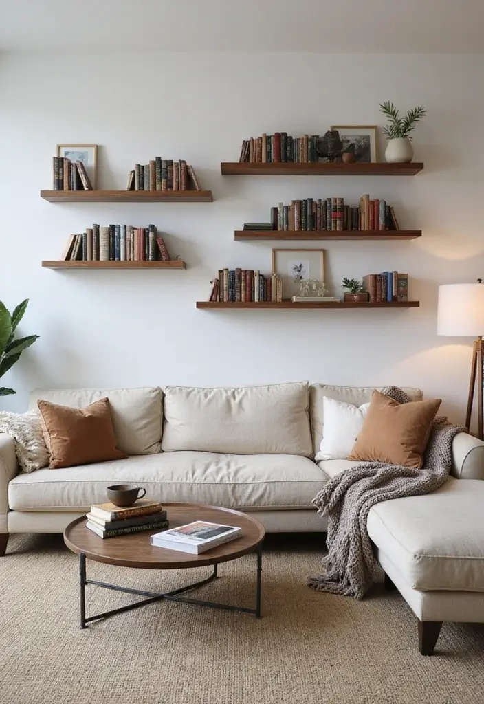 27 Feminine Living Room Decor Ideas That Feel Soft and Modern - 26. Creative Book Displays