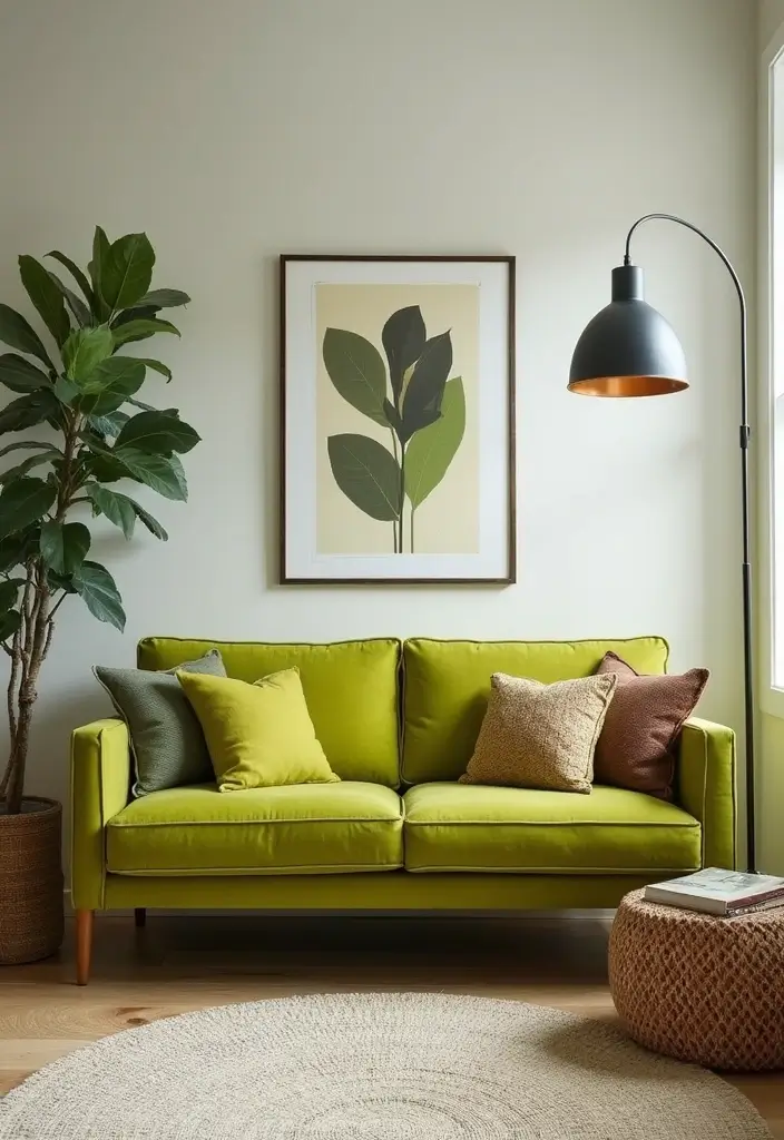27 Green Mid Century Modern Living Room Ideas That Feel Retro and Fresh - 10. Sustainable Upholstery Choices