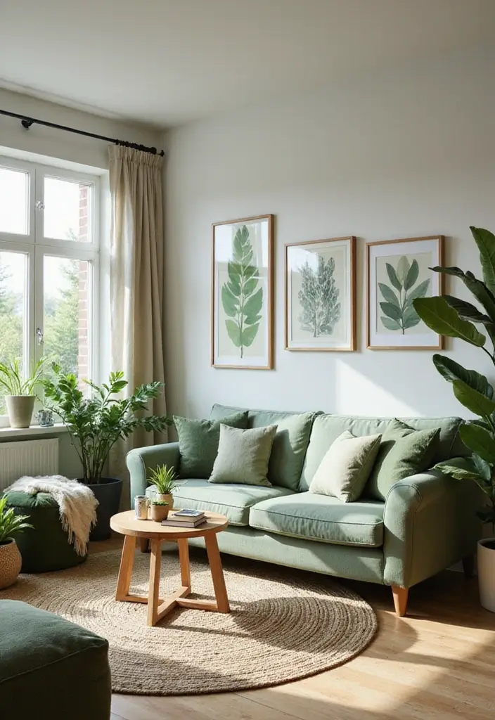 27 Green Mid Century Modern Living Room Ideas That Feel Retro and Fresh - 12. Eco-Friendly Decor Accessories
