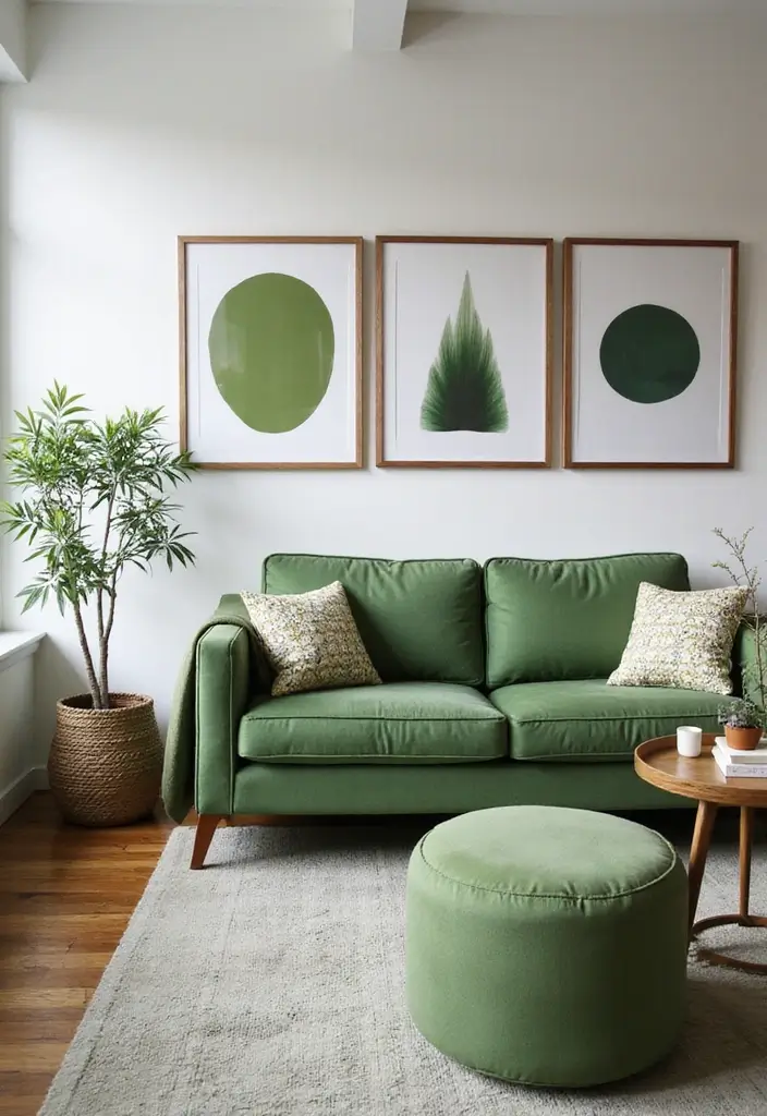 27 Green Mid Century Modern Living Room Ideas That Feel Retro and Fresh - 14. Accent Furniture in Green