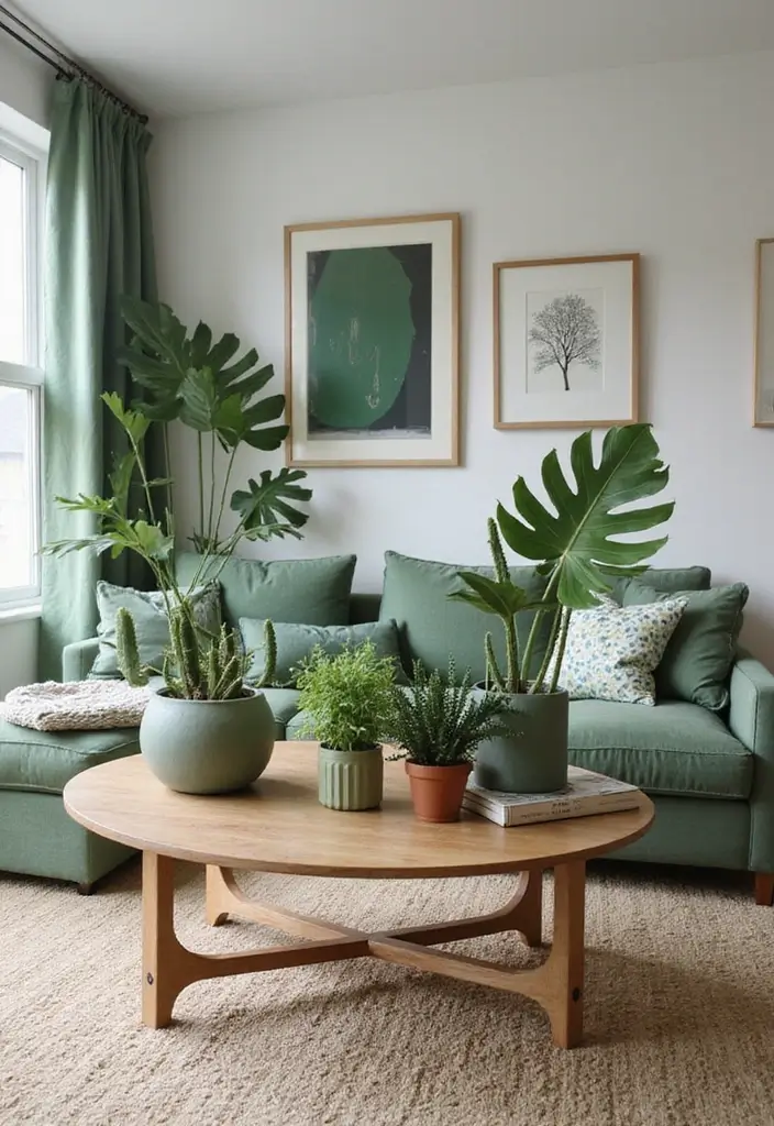 27 Green Mid Century Modern Living Room Ideas That Feel Retro and Fresh - 18. Unique Coffee Table Centerpieces