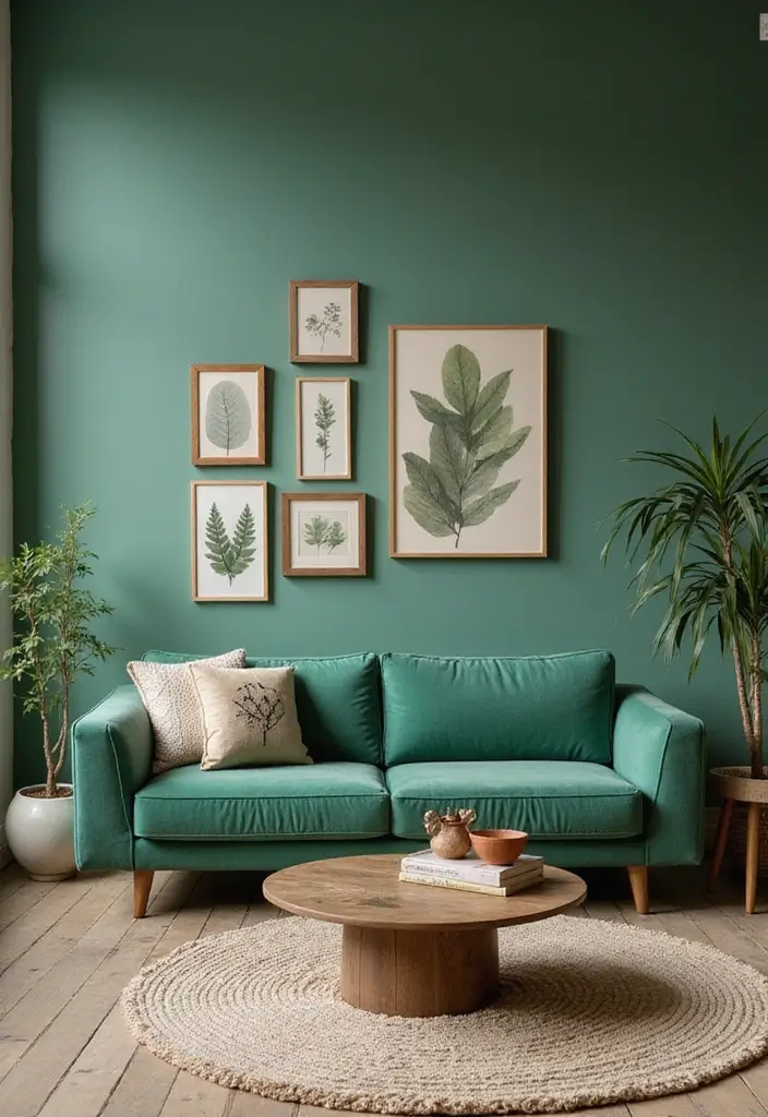 27 Green Mid Century Modern Living Room Ideas That Feel Retro and Fresh - 21. Incorporating Artisanal Crafts