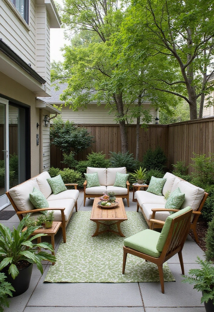 27 Green Mid Century Modern Living Room Ideas That Feel Retro and Fresh - 23. Integrating Green Features Outdoors