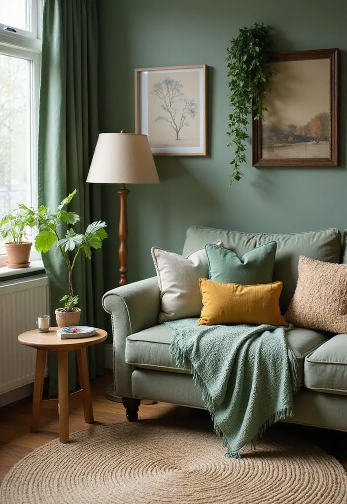 27 Green Mid Century Modern Living Room Ideas That Feel Retro and Fresh - 4. Earthy Textiles