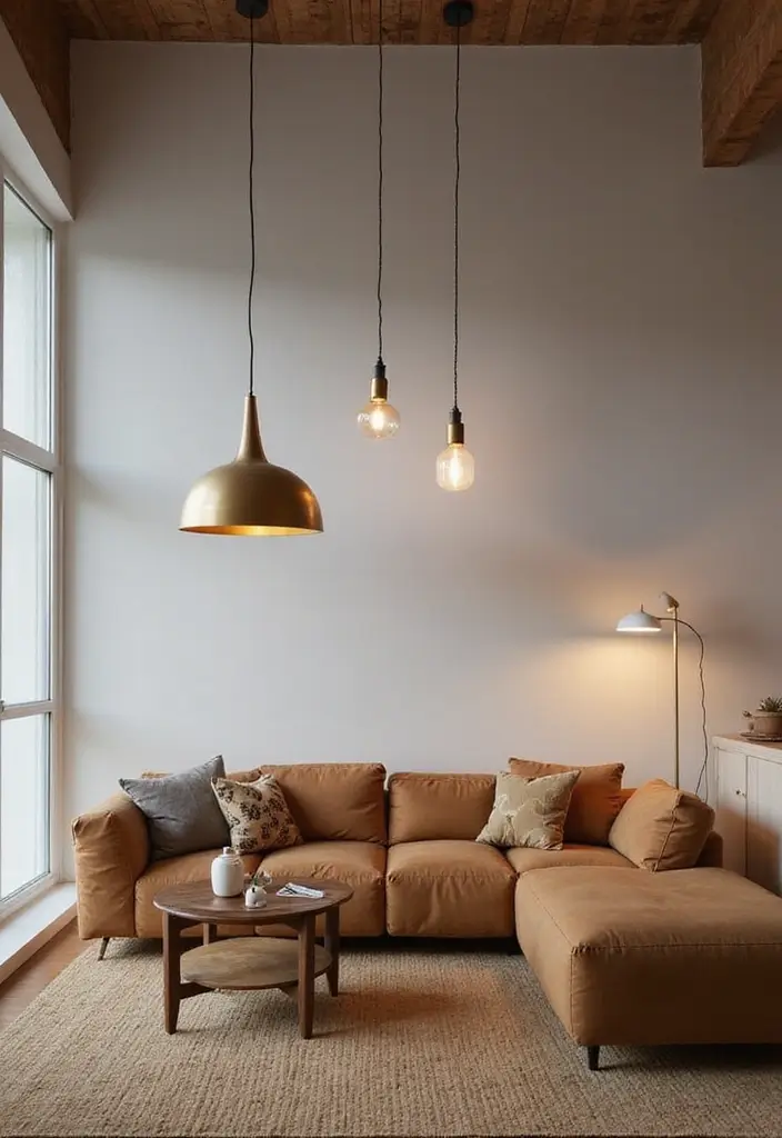 27 Green Mid Century Modern Living Room Ideas That Feel Retro and Fresh - 5. Mid-Century Modern Lighting