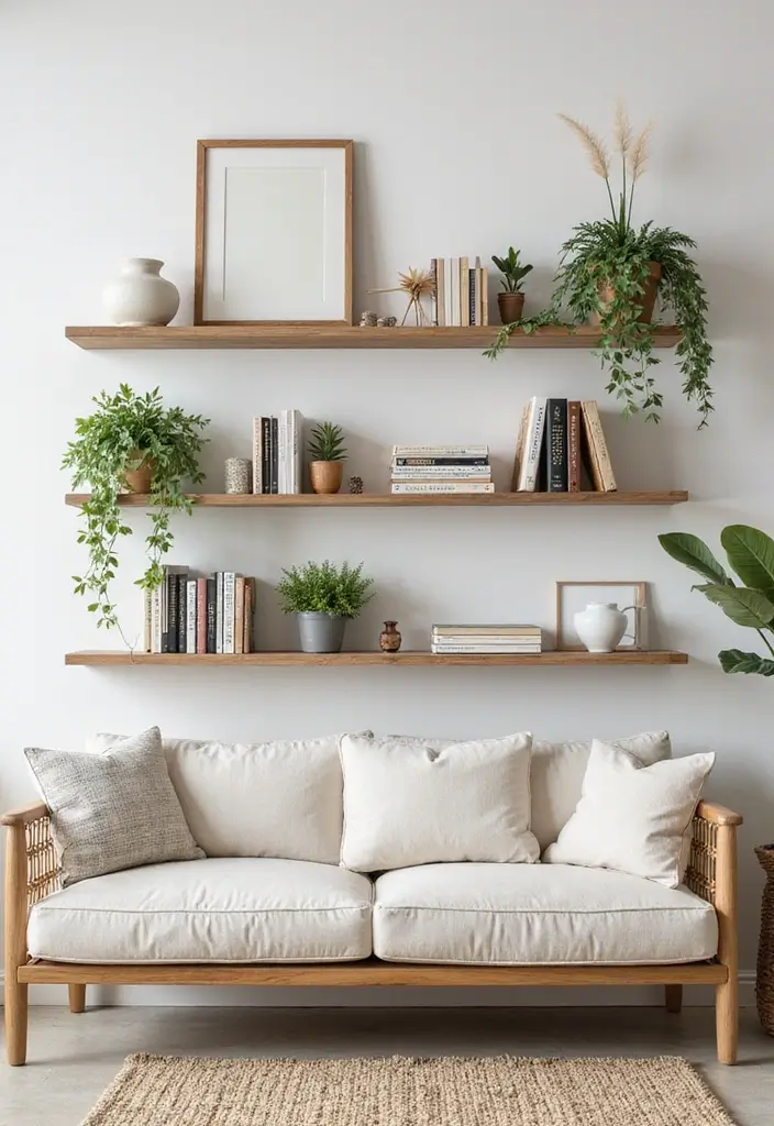 27 Living Room Essentials Ideas That Every Home Needs - 12. Beautifully Crafted Shelves