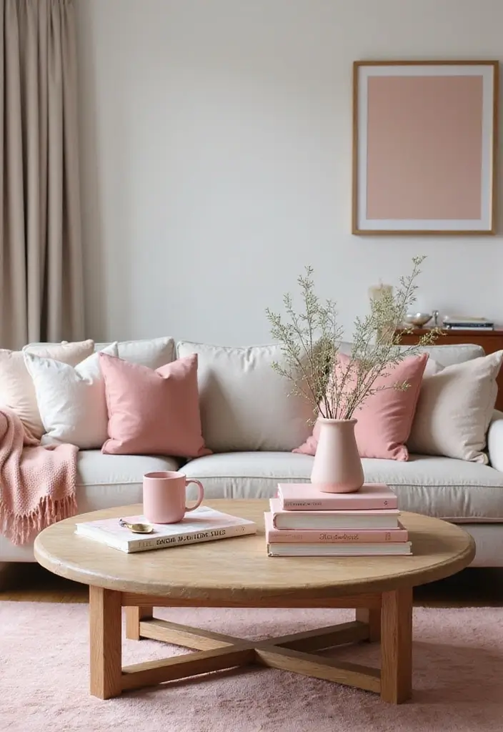 27 Living Room Pink Ideas That Feel Feminine and Warm - 15. Pink Coffee Table Books