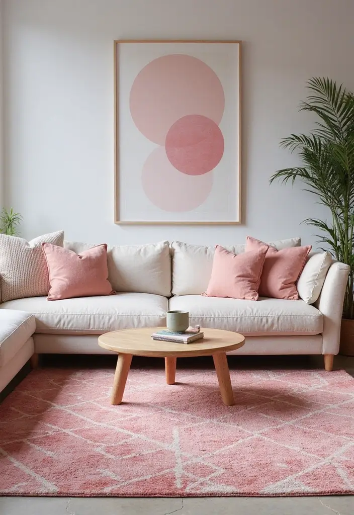 27 Living Room Pink Ideas That Feel Feminine and Warm - 19. Pink Geometric Patterns