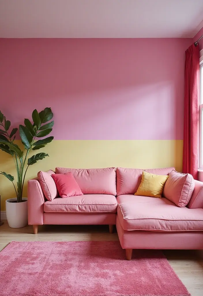 27 Living Room Pink Ideas That Feel Feminine and Warm - 22. Pink Color Blocking