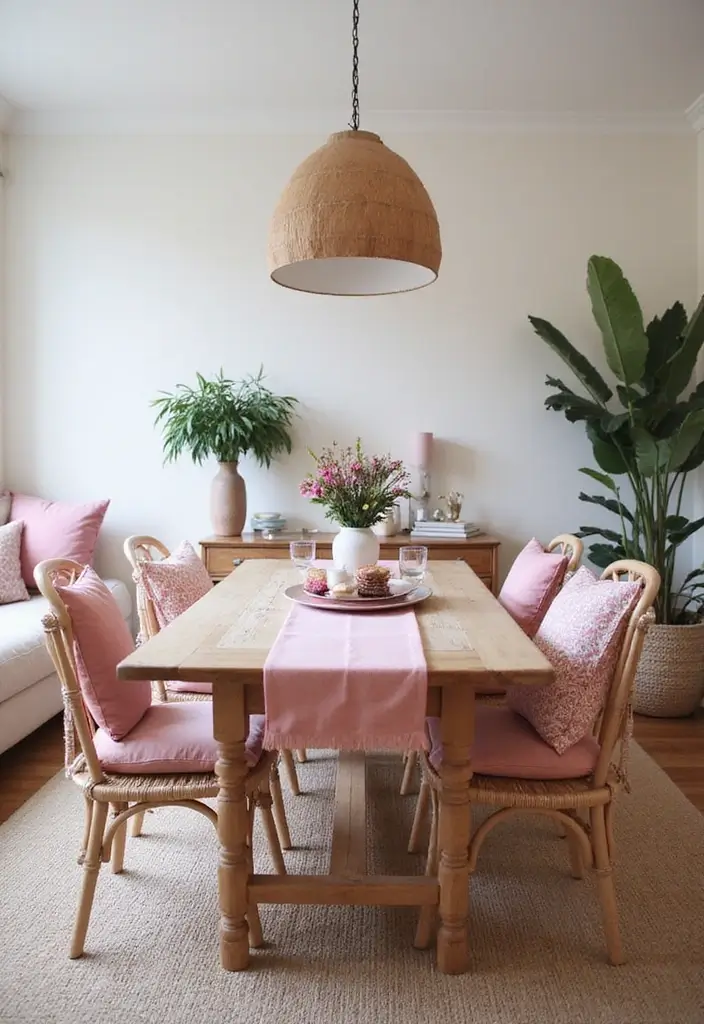 27 Living Room Pink Ideas That Feel Feminine and Warm - 26. Pink Fabric Accents