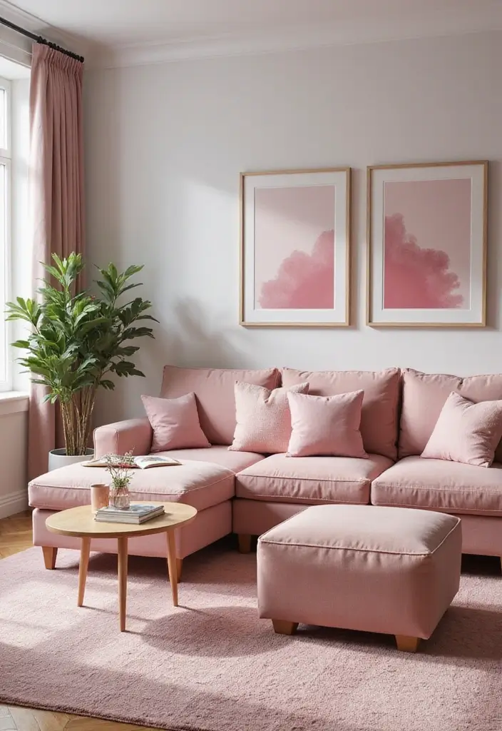 27 Living Room Pink Ideas That Feel Feminine and Warm - 8. Pink Accent Furniture
