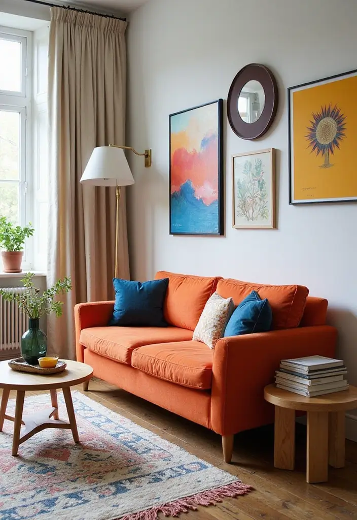 27 Living Room With Bench Ideas That Add Seating and Style - 11. Benches in Bold Colors