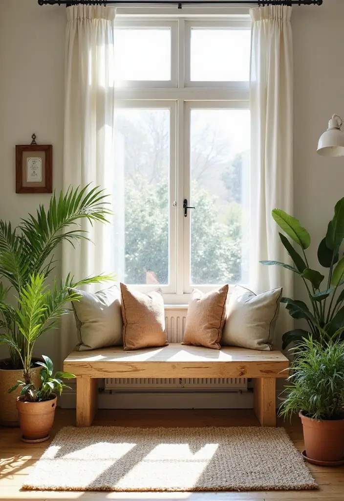 27 Living Room With Bench Ideas That Add Seating and Style - 14. Outdoor-Inspired Benches