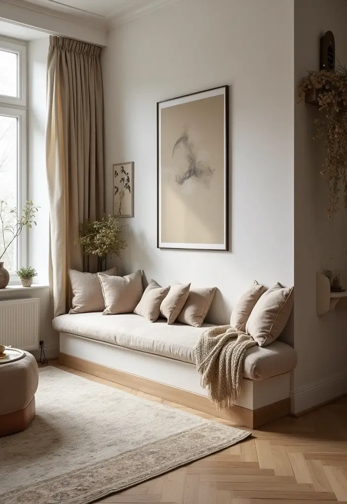 27 Living Room With Bench Ideas That Add Seating and Style - 19. Stylish Bench Along Side Walls