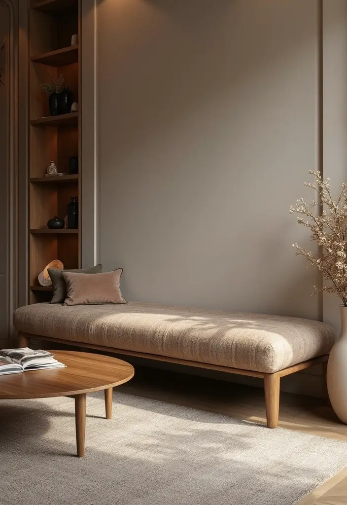 27 Living Room With Bench Ideas That Add Seating and Style - 24. Textured Fabric Benches