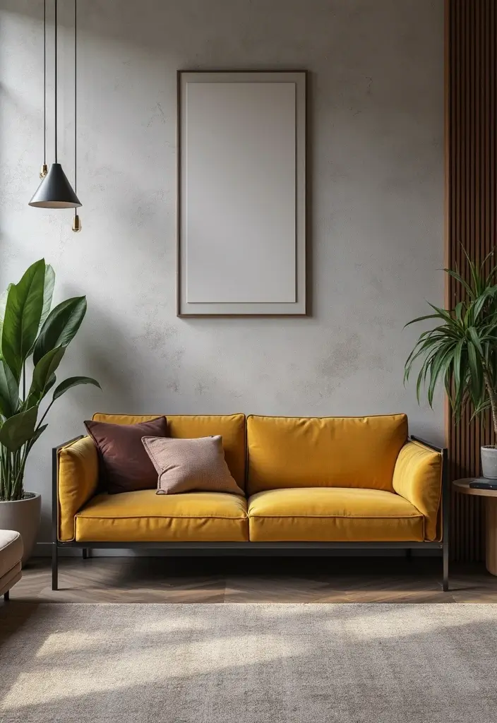 27 Living Room With Bench Ideas That Add Seating and Style - 4. Sleek Metal Bench