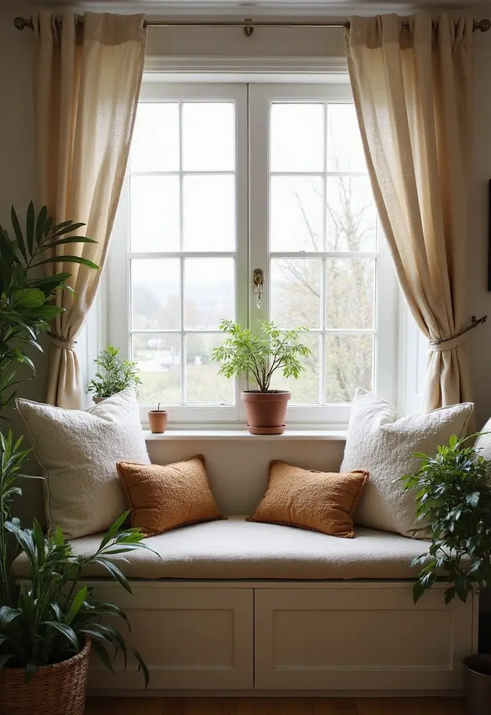 27 Living Room With Bench Ideas That Add Seating and Style - 5. Cozy Window Bench