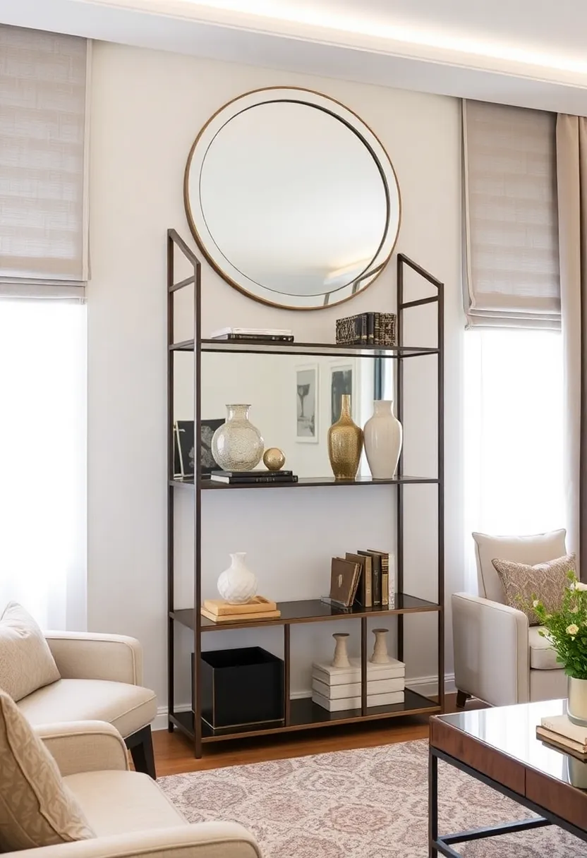 27 Mirrors Living Room Ideas That Reflect Style and Light - 12. Decorative Mirror Shelf