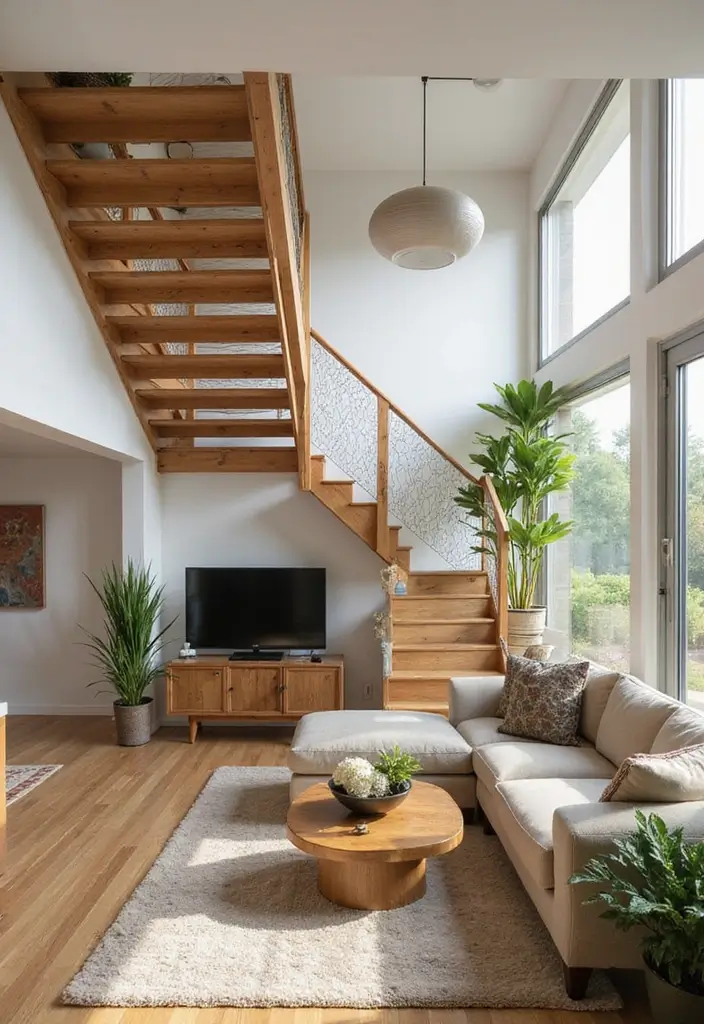 27 Open Stairs in Living Room Ideas That Look Modern and Spacious - 21. Eco-Friendly Stair Designs