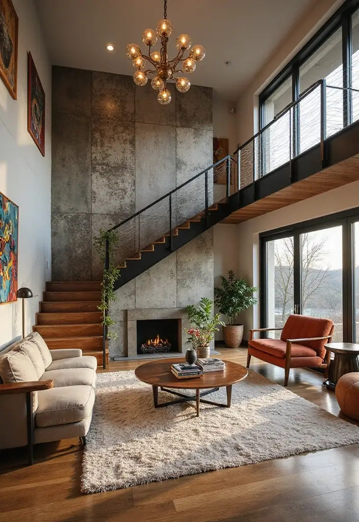 27 Open Stairs in Living Room Ideas That Look Modern and Spacious - 22. Staircases with Artistic Features