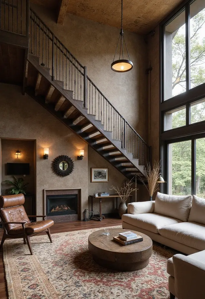 27 Open Stairs in Living Room Ideas That Look Modern and Spacious - 27. Incorporating Cultural Elements