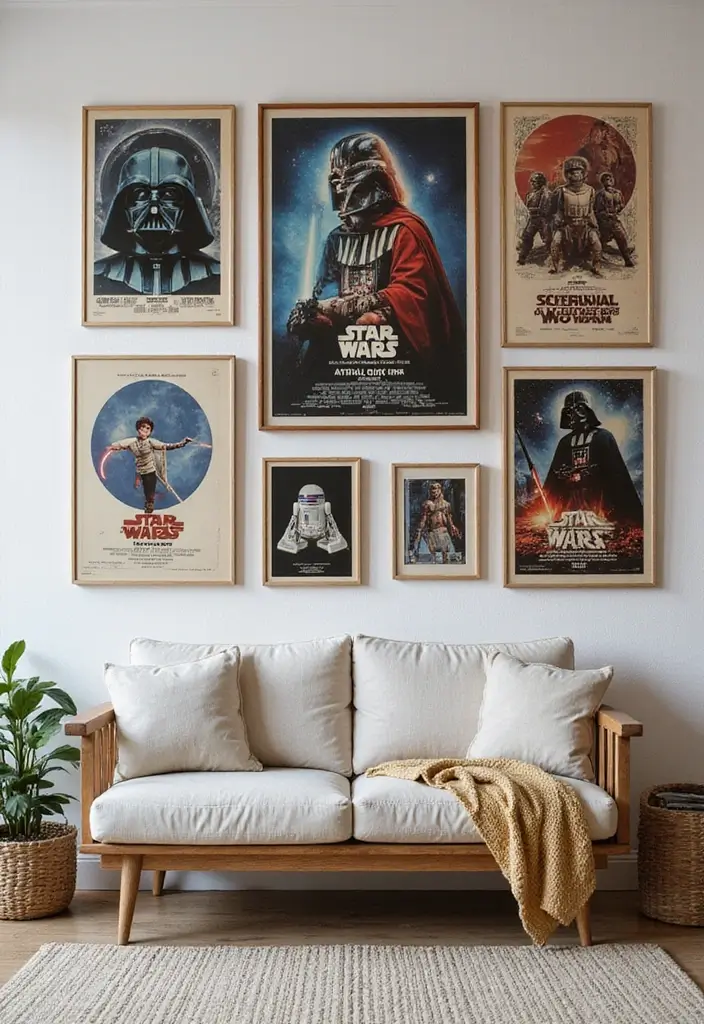 27 Star Wars Living Room Ideas That Feel Futuristic and Fun - 2. Vintage Star Wars Posters