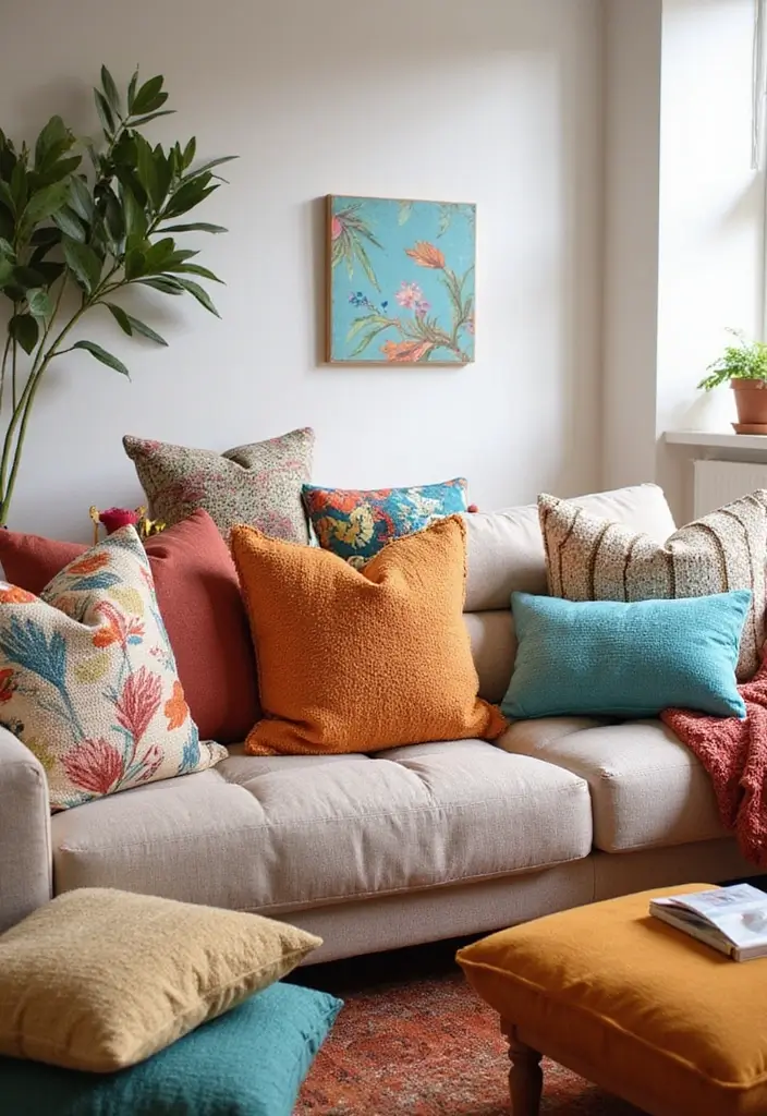 27 Toca Boca Living Room Ideas Modern Mansion That Feel Fun and Creative - 9. Colorful Throw Pillows