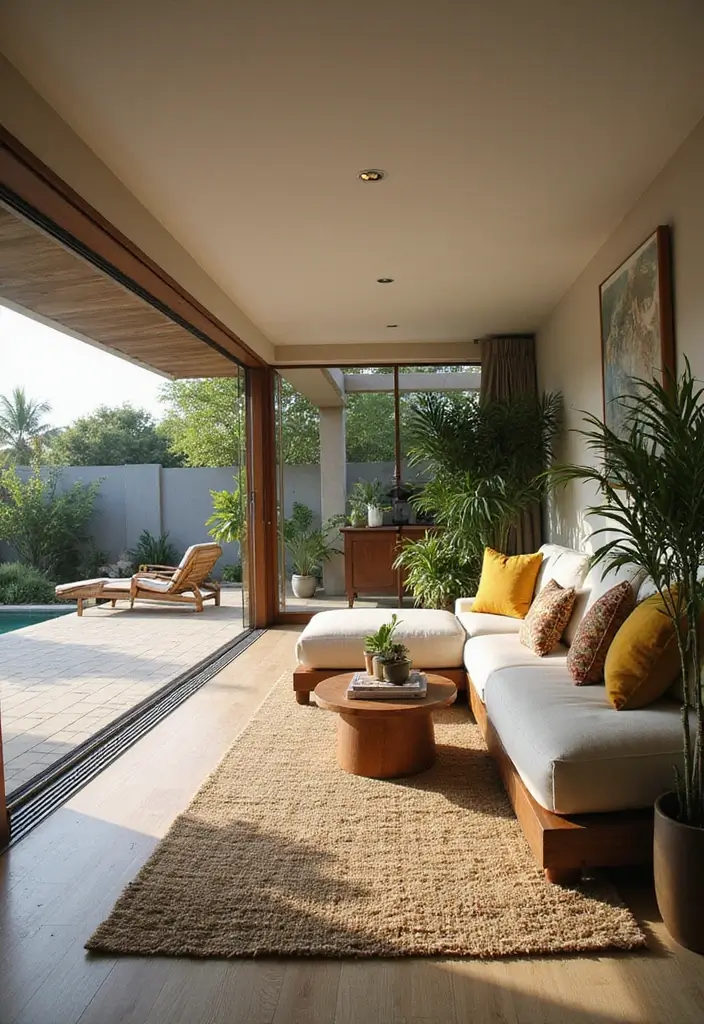 27 Tropical Living Room Ideas That Feel Bright and Relaxed - 15. Outdoor Living Integration
