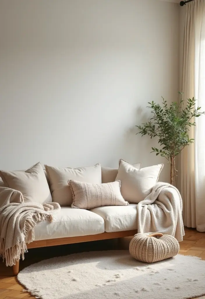 27 Tropical Living Room Ideas That Feel Bright and Relaxed - 8. Cozy Textiles