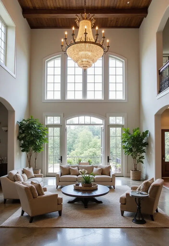 27 Villa Living Room Ideas That Feel Elegant and Expansive - 1. Grand Entrance with High Ceilings