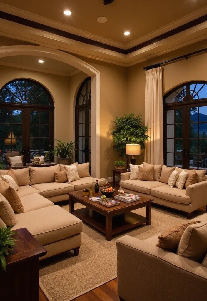 27 Villa Living Room Ideas That Feel Elegant and Expansive - 16. Layered Lighting Effects