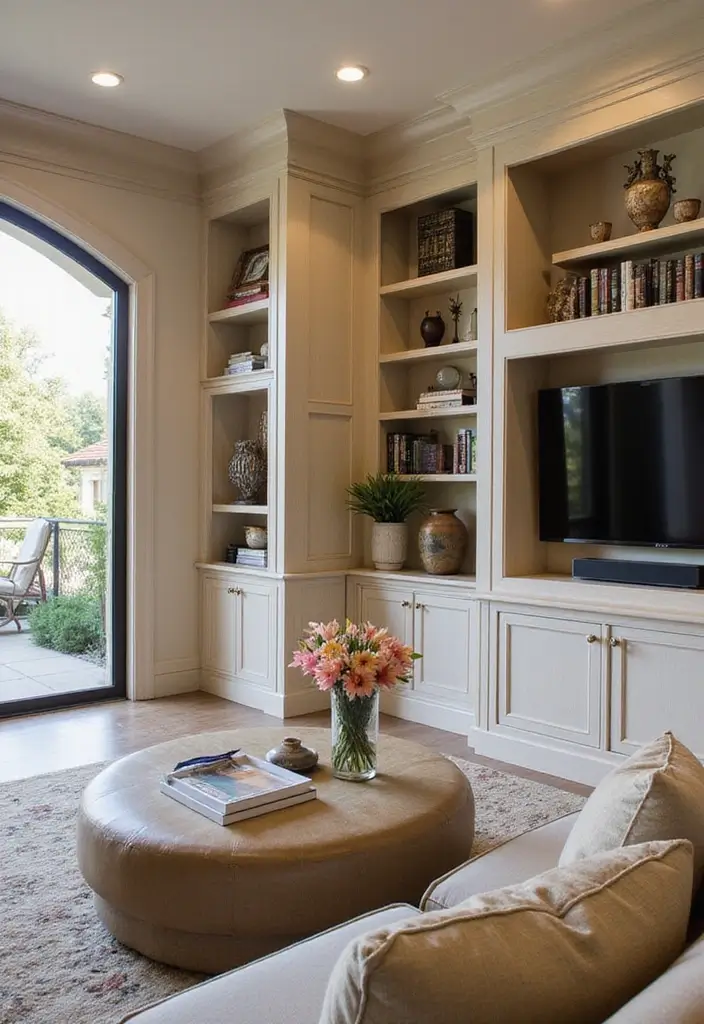 27 Villa Living Room Ideas That Feel Elegant and Expansive - 9. Custom Built-ins
