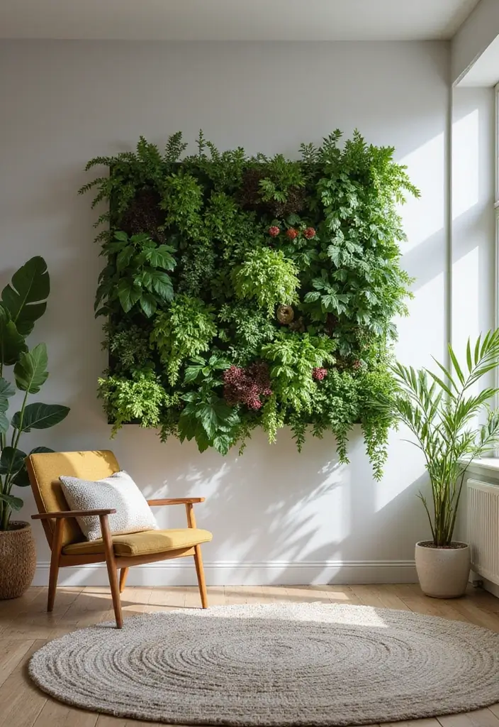 27 Wall Features Ideas Living Room That Add Texture and Depth - 10. Indoor Plants as Wall Features