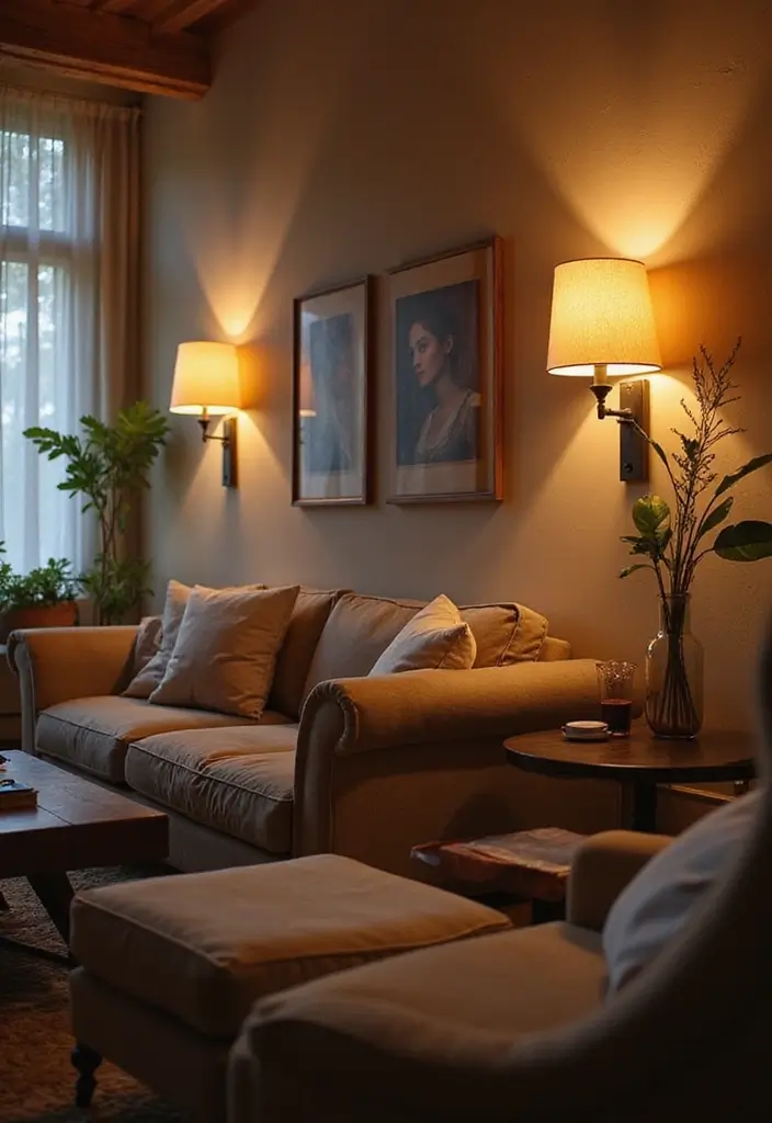 27 Wall Features Ideas Living Room That Add Texture and Depth - 17. Wall Sconces