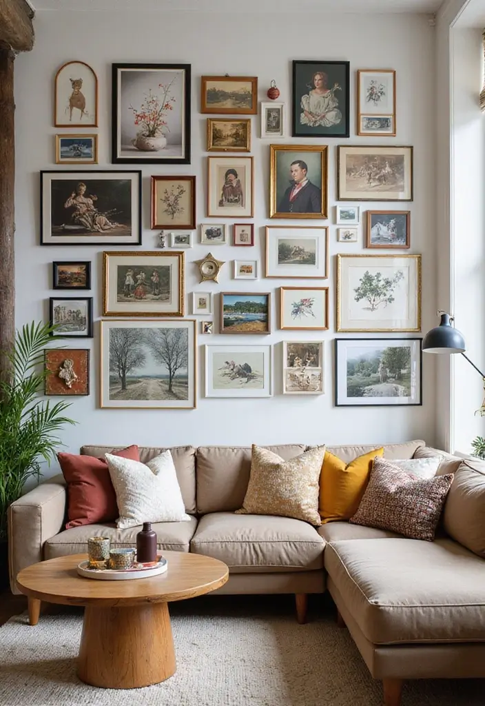 27 Wall Features Ideas Living Room That Add Texture and Depth - 5. Gallery Wall Ideas