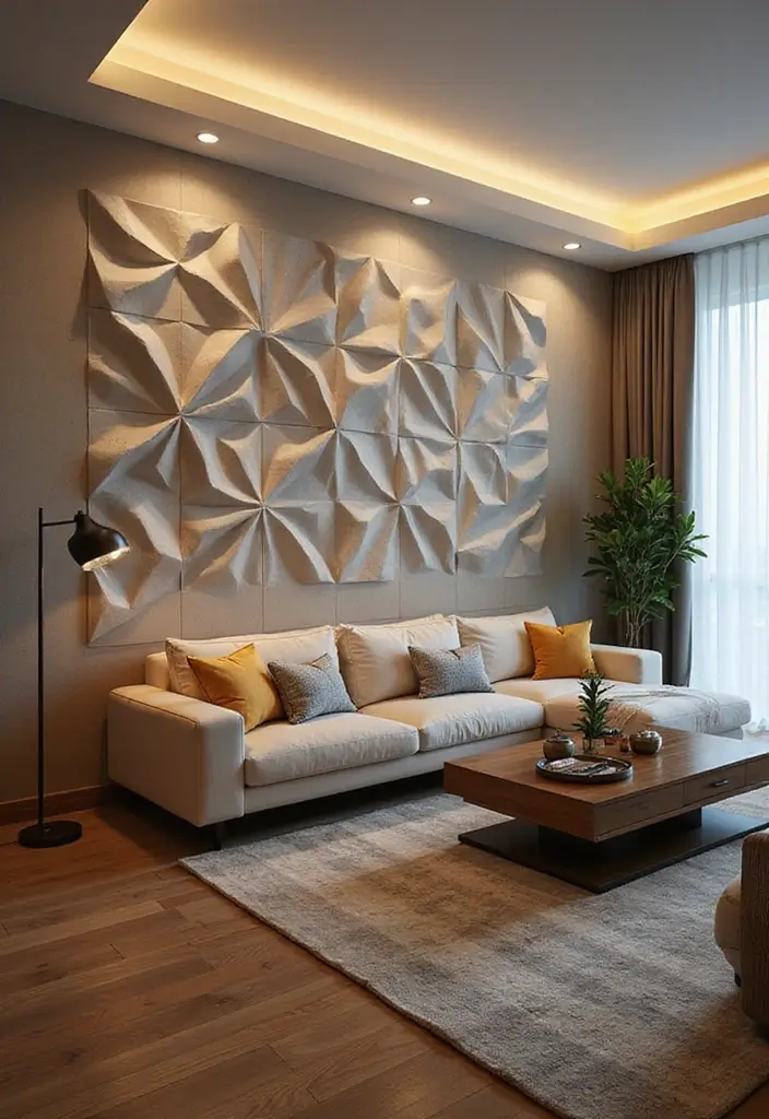 27 Wall Features Ideas Living Room That Add Texture and Depth - 9. 3D Wall Panels
