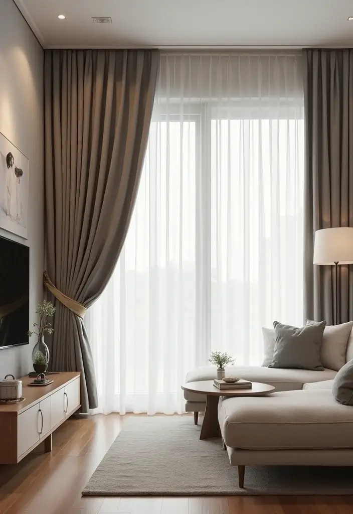 28 Aesthetic Curtains Living Room Ideas That Feel Modern and Chic - 17. Smart Curtain Solutions