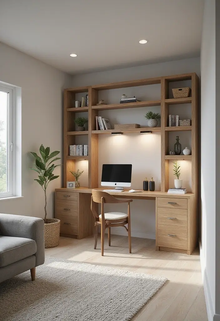 28 Basement Living Room Ideas That Feel Bright and Functional - 12. Home Office Nook