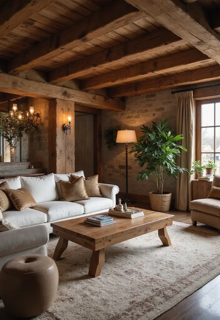 28 Basement Living Room Ideas That Feel Bright and Functional - 16. Rustic Charm with Wood Accents