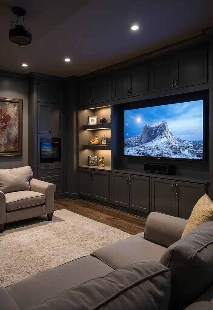 28 Basement Living Room Ideas That Feel Bright and Functional - 23. Incorporating Technology