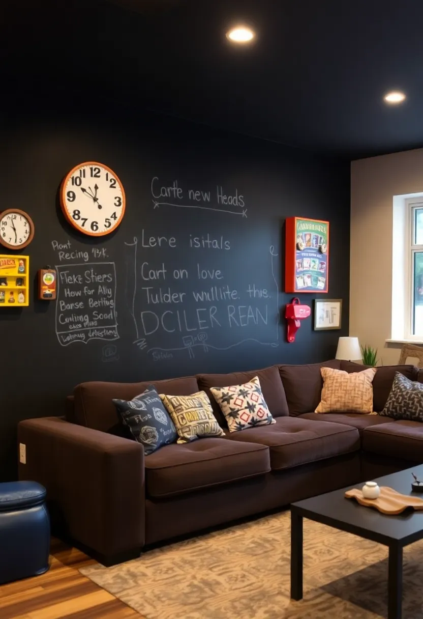 28 Basement Living Room Ideas That Feel Bright and Functional - 28. Interactive Wall Elements